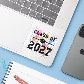 Sticker Classe de 2027 année senior (Ordinateur portable avec iPhone)