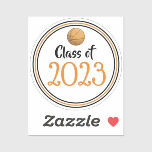 Sticker Classe de basket-ball orange et noir Année d'obten (Feuille)