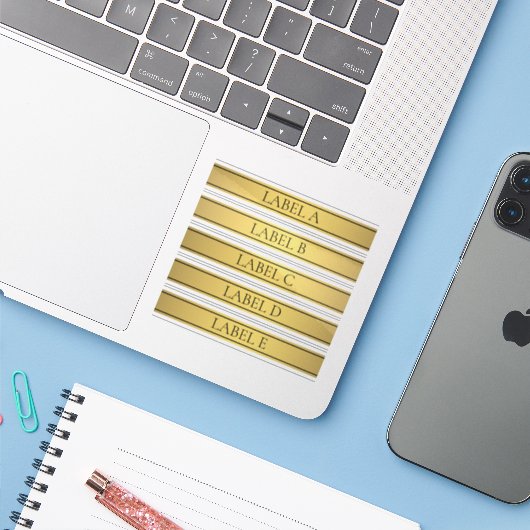 Sticker Classé Faux Gold Stripe (Ordinateur portable avec iPhone)