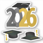 Sticker Classe Gold Grey de 2026 Graduation (Devant)