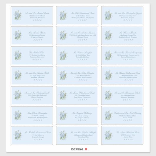 Sticker Classic Dusty Blue Wedding Guest Address Labels (Feuille)