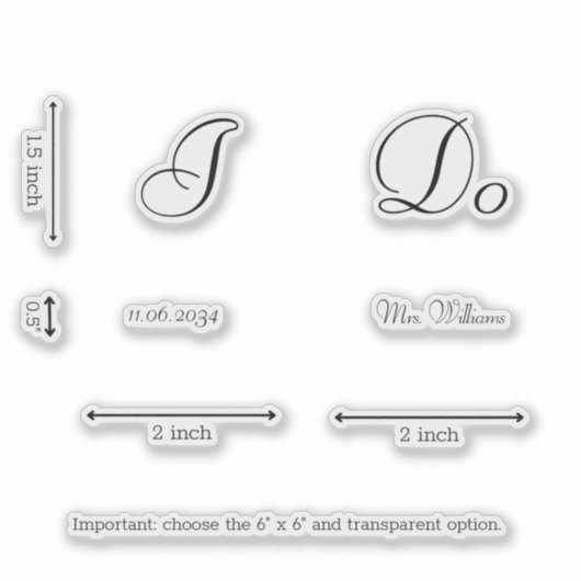 Sticker Classic Elegant I Do Bride Mariage Chaussures Pers (Devant)