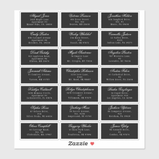 Sticker Classic gothique noir Mariage d'adresse invité Sti (Feuille)