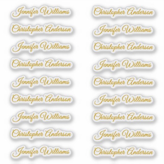 Sticker Classic Handwriting 18 Guest Names - Gold (Devant)