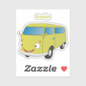 Sticker Classic lime green van cartoon (Feuille)