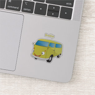 Sticker Classic lime green van cartoon