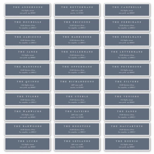 Sticker Classic Navy Bleu Blanc mariage individuel adresse (Devant)