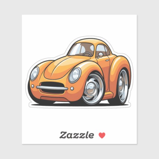 Sticker Classic Orange Toon Car (Feuille)