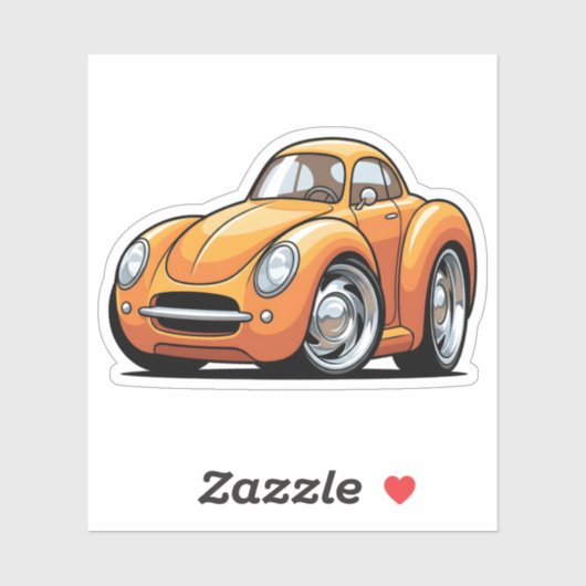 Sticker Classic Orange Toon Car (Feuille)