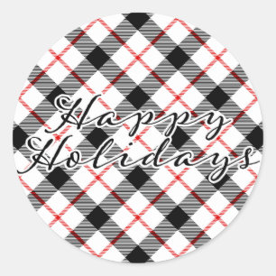 Sticker Classic Plaid Christmas Happy Holidays