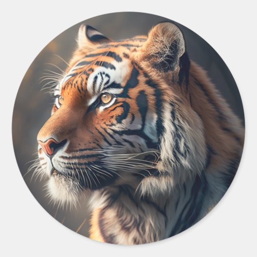 Sticker Classic Rond Tiger Dans La Nature (Devant)