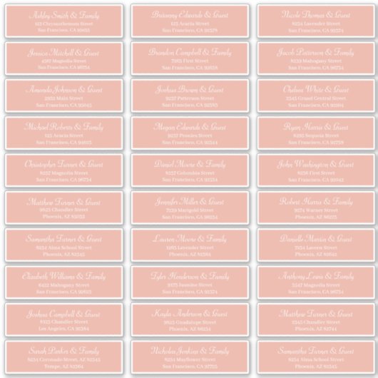 Sticker Classic Simple Script Mariage Nom d'invité Adresse (Devant)