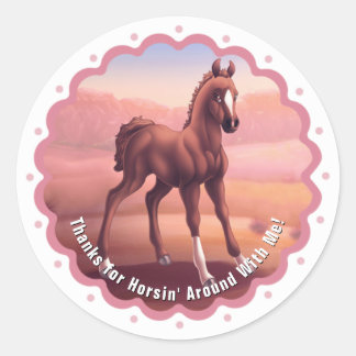 Sticker classique au poulain mou rond