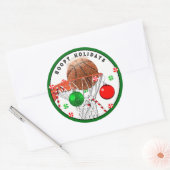 Sticker classique de Noël rond de basket-ball (Enveloppe)