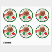 Sticker classique de Noël rond de basket-ball (Feuille)