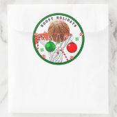 Sticker classique de Noël rond de basket-ball (Sac)