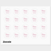 Sticker classique Magenta & White Mariage rond (Feuille)