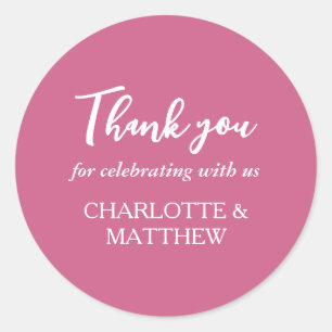 Sticker classique Magenta & White Mariage rond