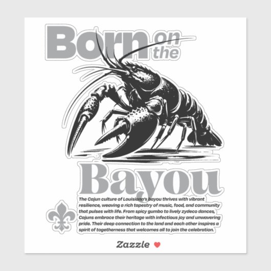 Sticker Classique Né sur les Vibes Bayou Cajun (Feuille)