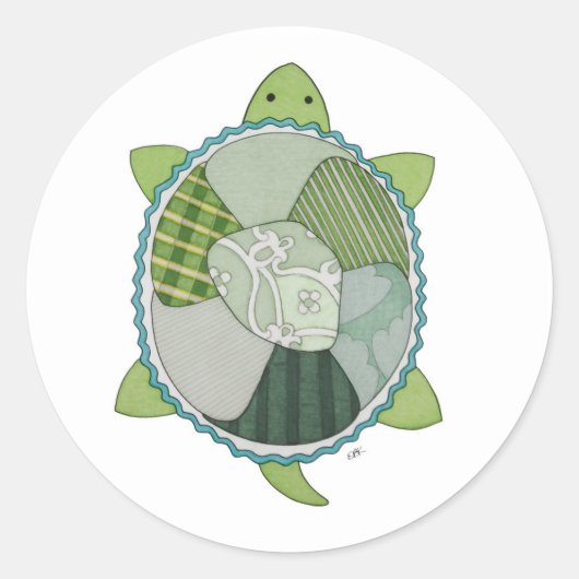 Sticker classique rond à tortue à clé (Devant)