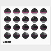Sticker classique rond avec Drapeau rose mince (Feuille)