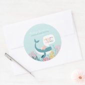 Sticker classique rond Baby shower à baleine (Enveloppe)