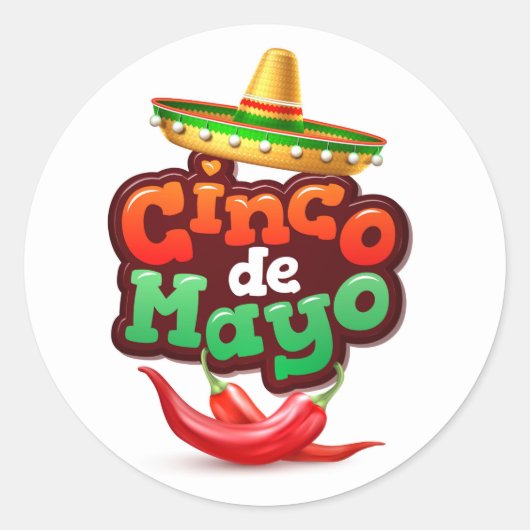 Sticker Classique Rond Cinco De Mayo (Devant)