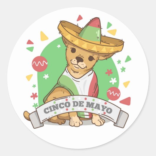 Sticker Classique Rond Cinco De Mayo (Devant)
