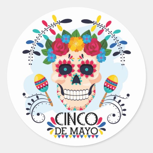 Sticker Classique Rond Cinco De Mayo (Devant)
