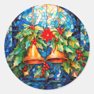 Sticker classique rond de Noël en verre