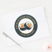 Sticker classique rond du logo Sushi Custom Text (Enveloppe)