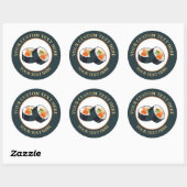 Sticker classique rond du logo Sushi Custom Text (Feuille)
