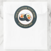 Sticker classique rond du logo Sushi Custom Text (Sac)