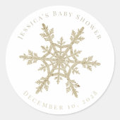 Sticker classique rond Glittery Snowflake Gold (Devant)