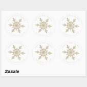 Sticker classique rond Glittery Snowflake Gold (Feuille)