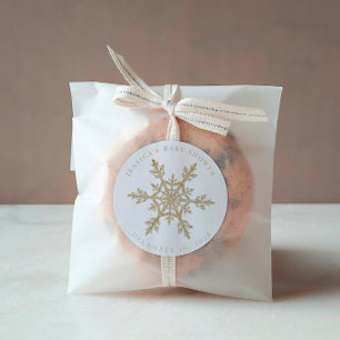 Sticker classique rond Glittery Snowflake Gold