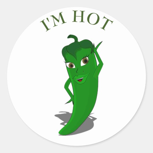 Sticker classique rond poivre chaud vert (Devant)
