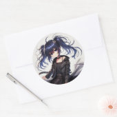 Sticker classique rond pour fille Anime (Enveloppe)