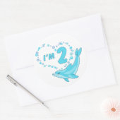 Sticker classique ronde Dolphin Heart 2e anniversa (Enveloppe)
