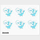 Sticker classique ronde Dolphin Heart 2e anniversa (Feuille)