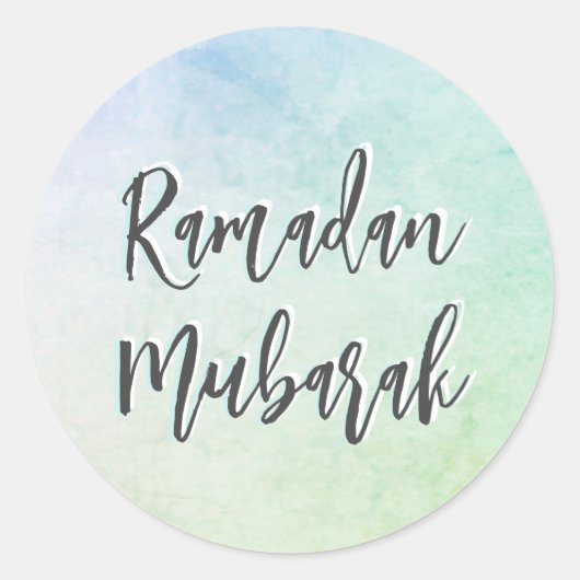 Sticker classique ronde Ramadan Mubarak Script (Devant)