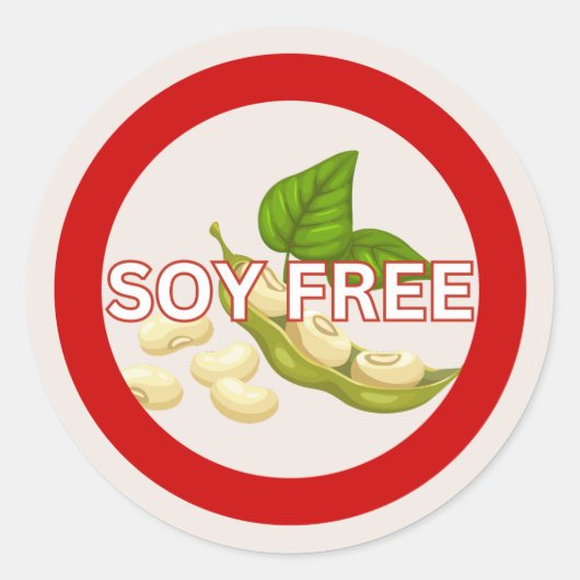Sticker classique Soy Free Food Allergy Alert (Devant)