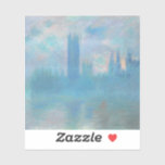 Sticker Claude Monet House of Parliament Londres. Bleu<br><div class="desc">Claude Monet autocollant "Chambres du Parlement, Londres". Blue River Tamise nature et impressionnisme urbain.</div>
