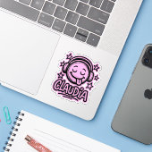 Sticker Claudia (Ordinateur portable avec iPhone)