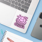 Sticker Claudia (Ordinateur portable avec iPhone)