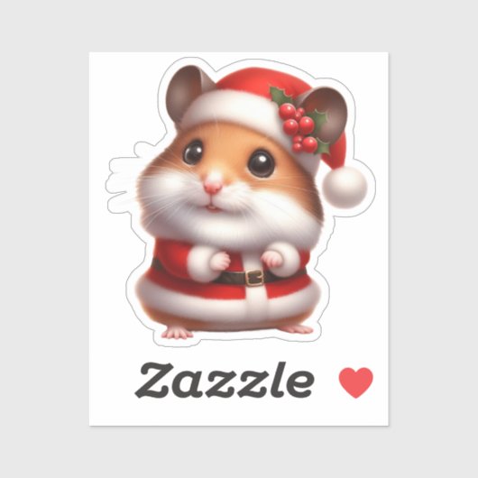 Sticker clause santa hamster, (Feuille)