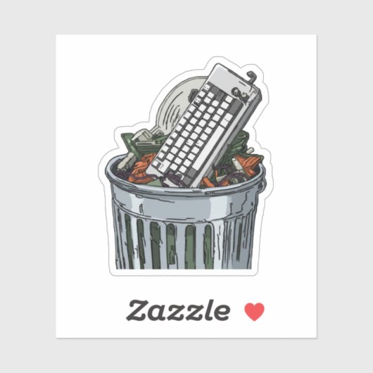 Sticker Clavier sur poubelle (Feuille)