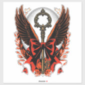 Sticker Clé de fond en velours gothique avec ailes et lune (Feuille)