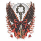 Sticker Clé de fond en velours gothique avec ailes et lune (Devant)