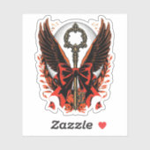 Sticker Clé de fond en velours gothique avec ailes et lune (Feuille)